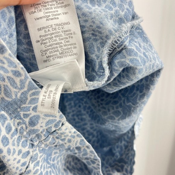 J. Crew Mercantile Romper Blue White Three-Quarter Sleeve Printed Preppy Size 00 - Picture 8 of 9